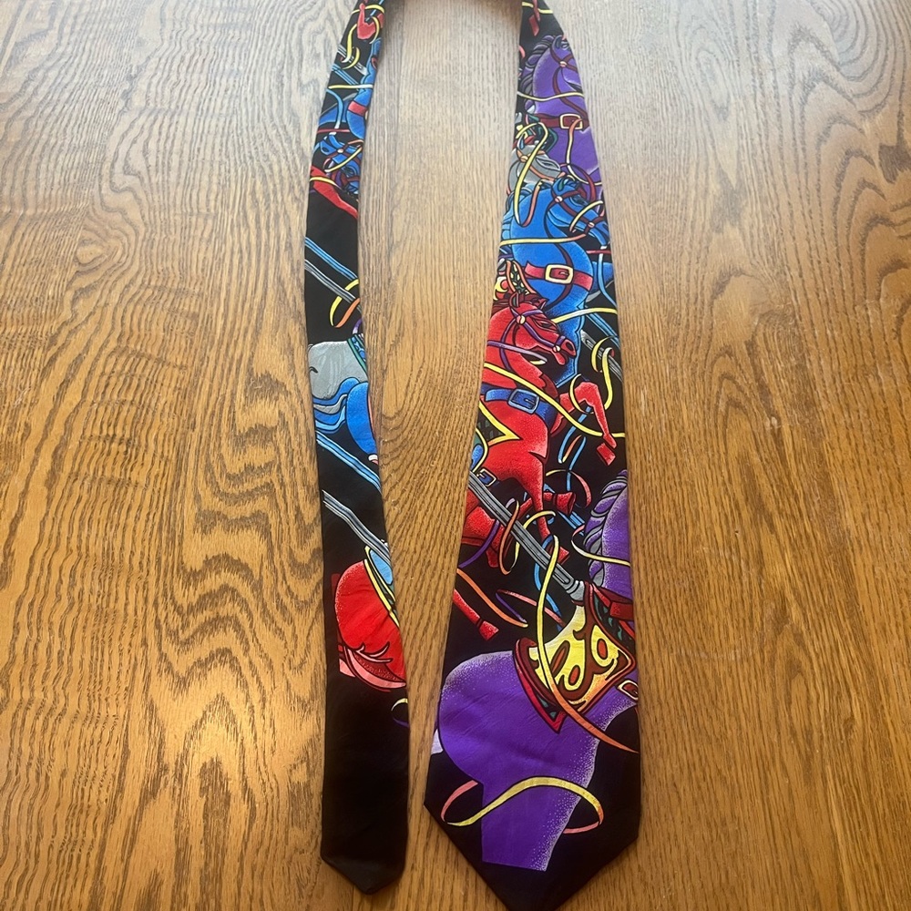 Rush Limbaugh No Boundaries Men’s Silk Tie Bold Stylized Horse Racing Print